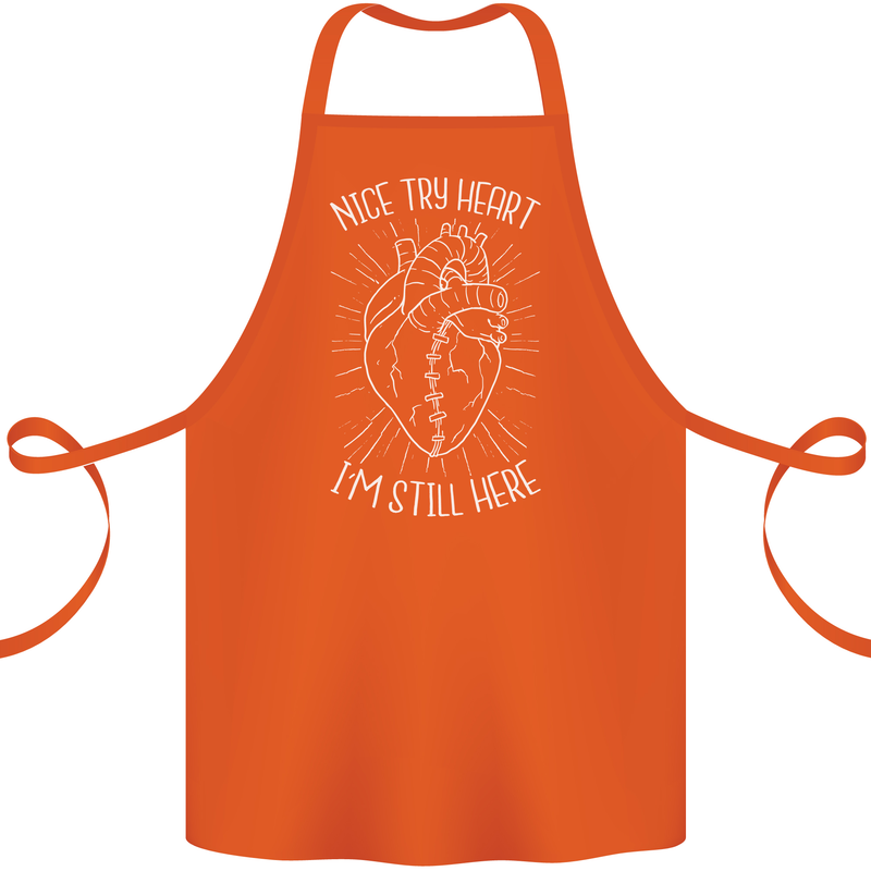 Heart Attack Recovery Survivor Cotton Apron 100% Organic Orange