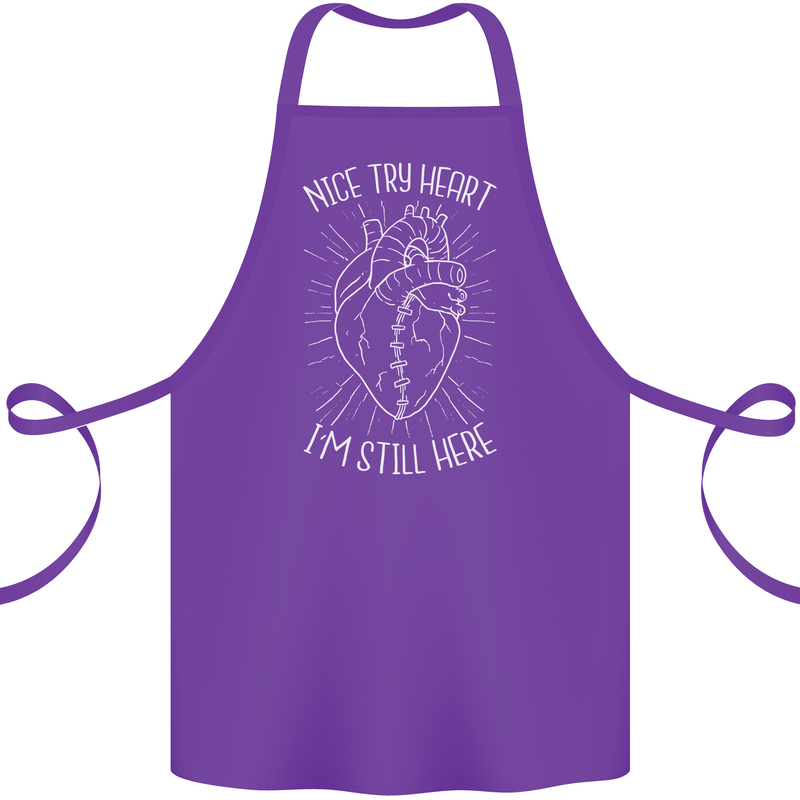 Heart Attack Recovery Survivor Cotton Apron 100% Organic Purple
