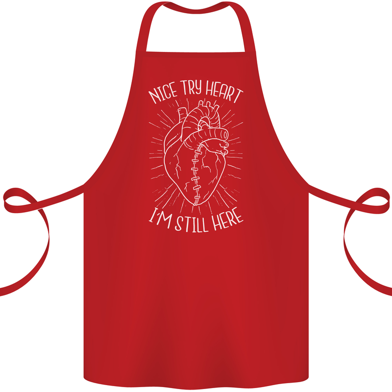 Heart Attack Recovery Survivor Cotton Apron 100% Organic Red