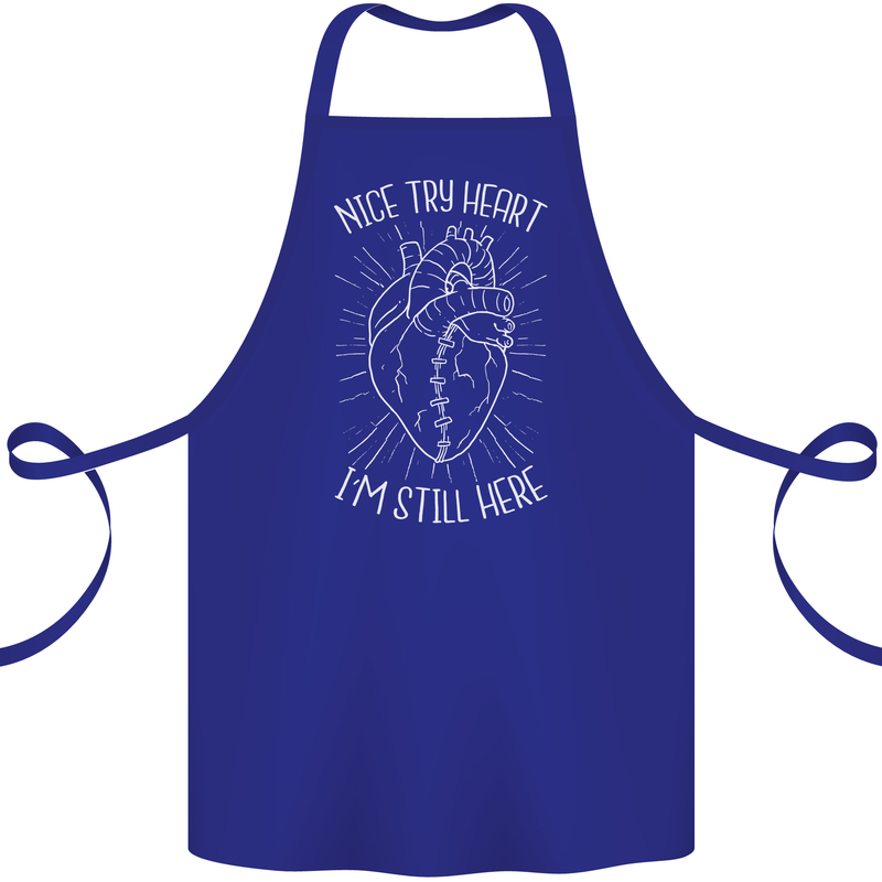Heart Attack Recovery Survivor Cotton Apron 100% Organic Royal Blue