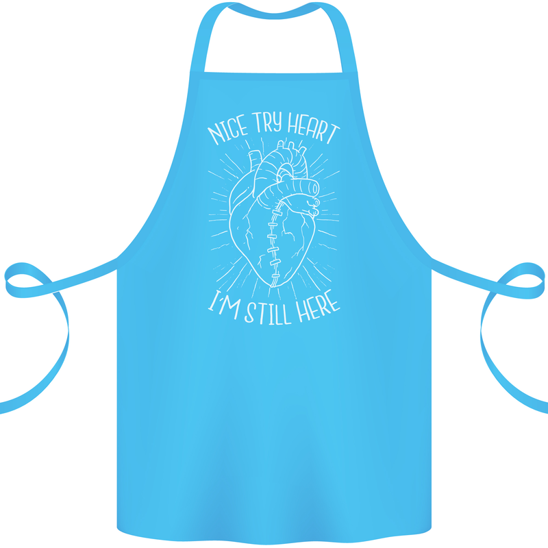 Heart Attack Recovery Survivor Cotton Apron 100% Organic Turquoise