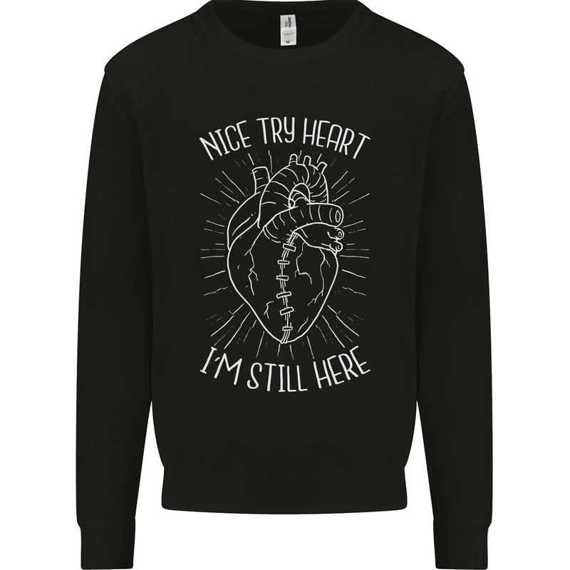 Heart Attack Recovery Survivor Kids Sweatshirt Jumper Black