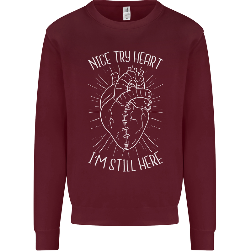 Heart Attack Recovery Survivor Kids Sweatshirt Jumper Maroon