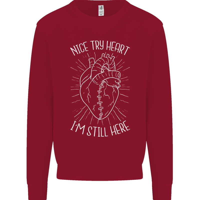 Heart Attack Recovery Survivor Kids Sweatshirt Jumper Red
