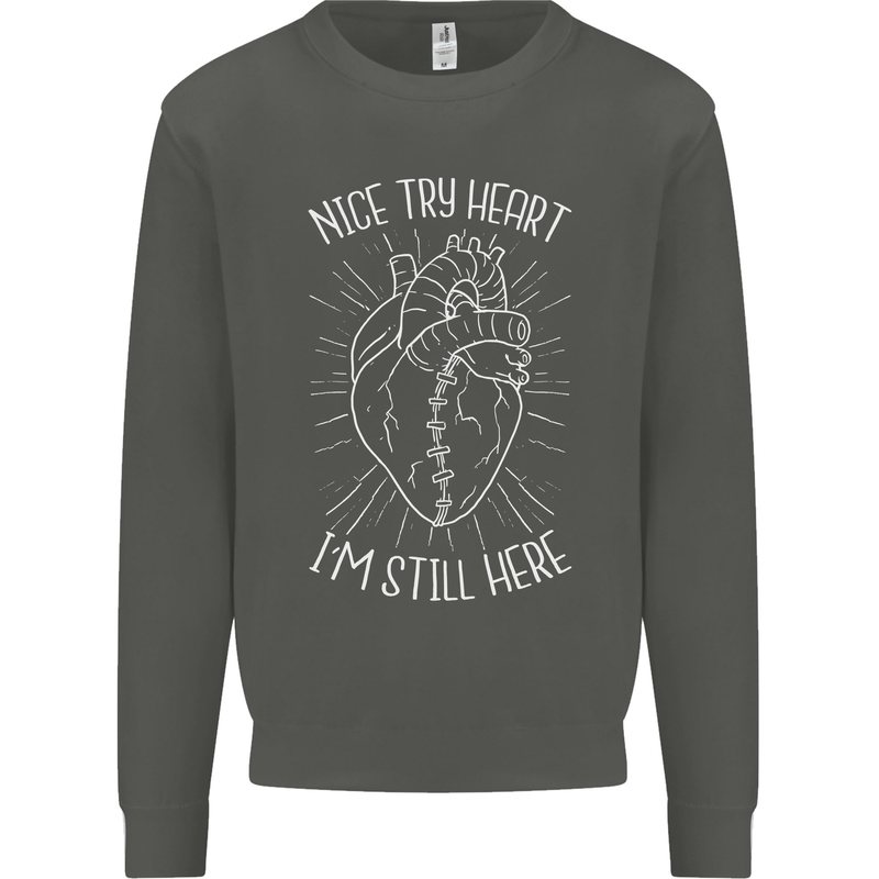 Heart Attack Recovery Survivor Kids Sweatshirt Jumper Storm Grey