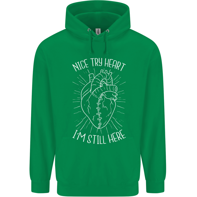 Heart Attack Recovery Survivor Mens 80% Cotton Hoodie Irish Green