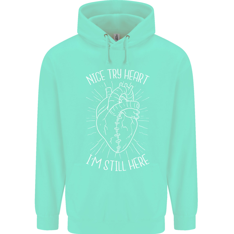 Heart Attack Recovery Survivor Mens 80% Cotton Hoodie Peppermint