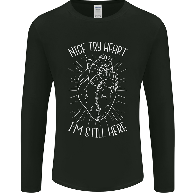 Heart Attack Recovery Survivor Mens Long Sleeve T-Shirt Black
