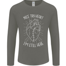 Heart Attack Recovery Survivor Mens Long Sleeve T-Shirt Charcoal