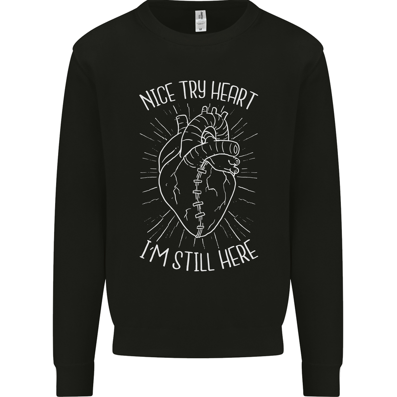 Heart Attack Recovery Survivor Mens Sweatshirt Jumper Black