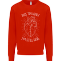 Heart Attack Recovery Survivor Mens Sweatshirt Jumper Bright Red