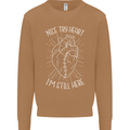 Heart Attack Recovery Survivor Mens Sweatshirt Jumper Caramel Latte