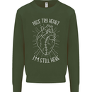 Heart Attack Recovery Survivor Mens Sweatshirt Jumper Forest Green