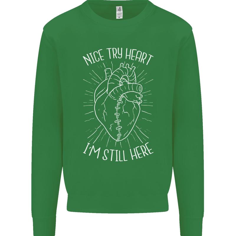 Heart Attack Recovery Survivor Mens Sweatshirt Jumper Irish Green