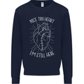 Heart Attack Recovery Survivor Mens Sweatshirt Jumper Navy Blue