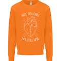 Heart Attack Recovery Survivor Mens Sweatshirt Jumper Orange