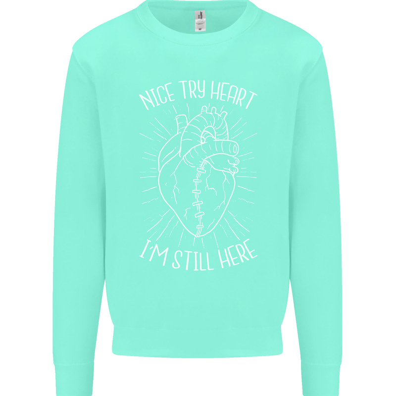 Heart Attack Recovery Survivor Mens Sweatshirt Jumper Peppermint