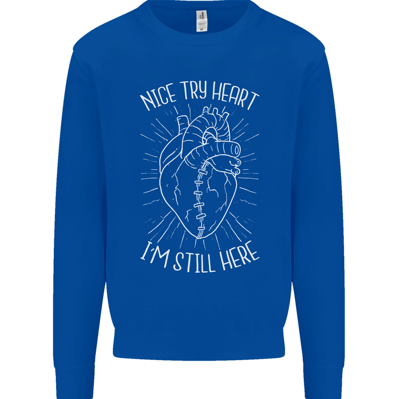 Heart Attack Recovery Survivor Mens Sweatshirt Jumper Royal Blue