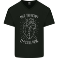 Heart Attack Recovery Survivor Mens V-Neck Cotton T-Shirt Black
