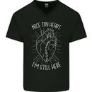 Heart Attack Recovery Survivor Mens V-Neck Cotton T-Shirt Black