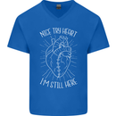 Heart Attack Recovery Survivor Mens V-Neck Cotton T-Shirt Royal Blue
