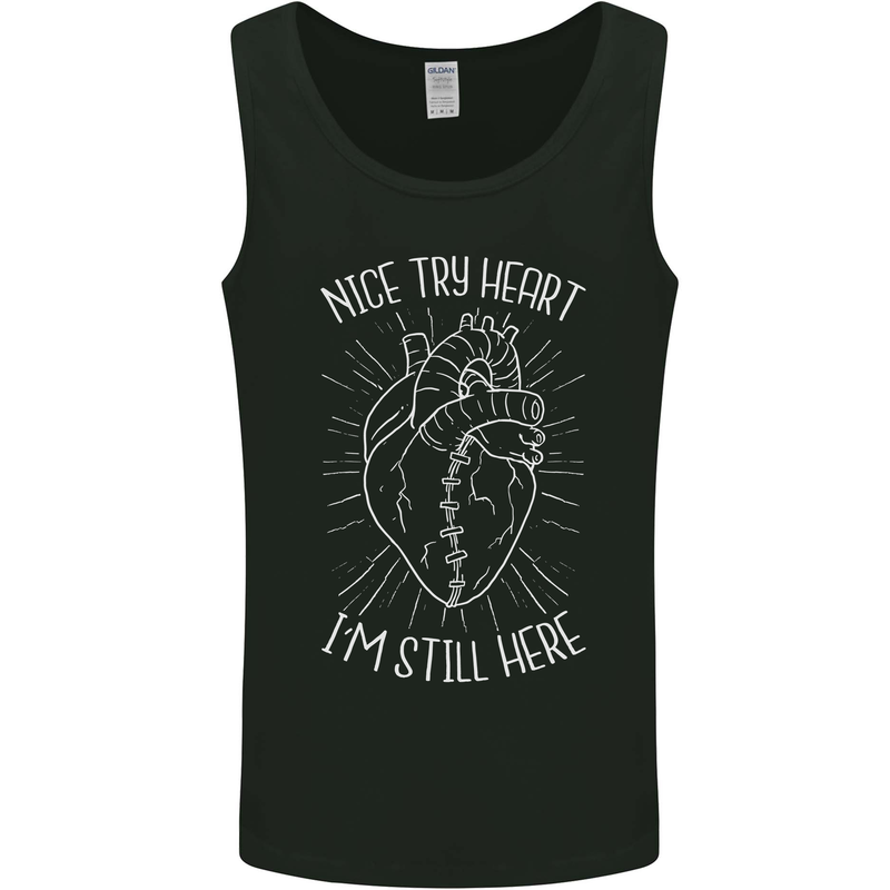 Heart Attack Recovery Survivor Mens Vest Tank Top Black