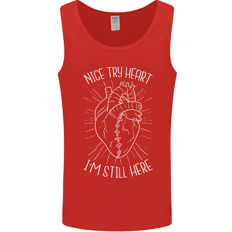 Heart Attack Recovery Survivor Mens Vest Tank Top Red
