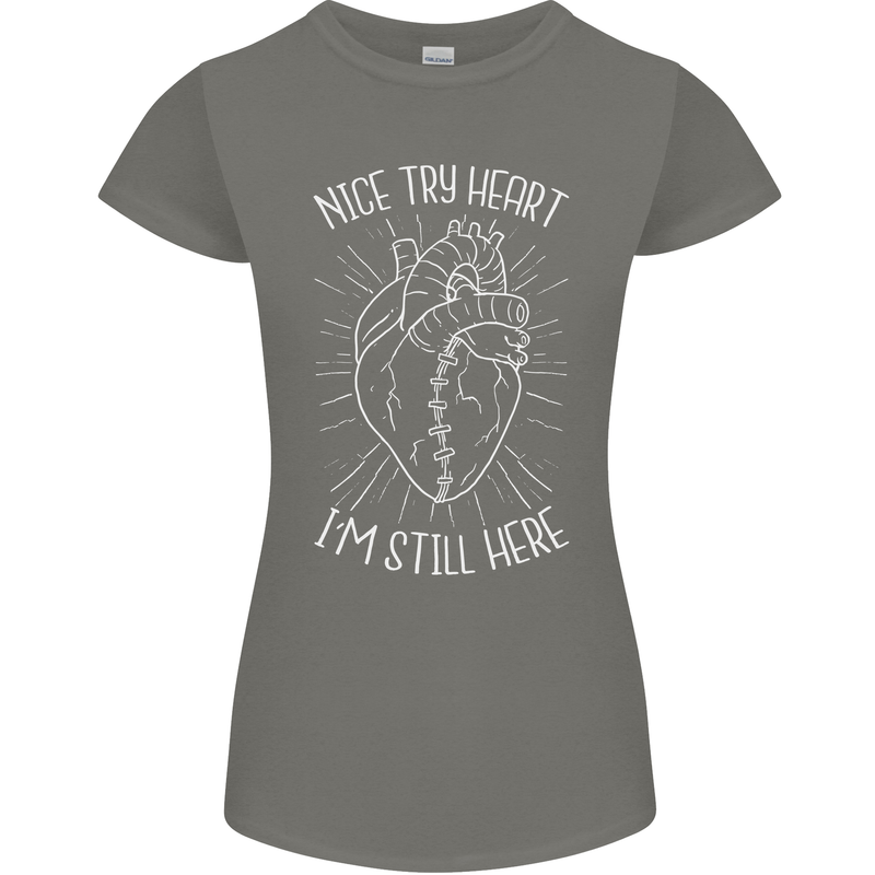 Heart Attack Recovery Survivor Womens Petite Cut T-Shirt Charcoal
