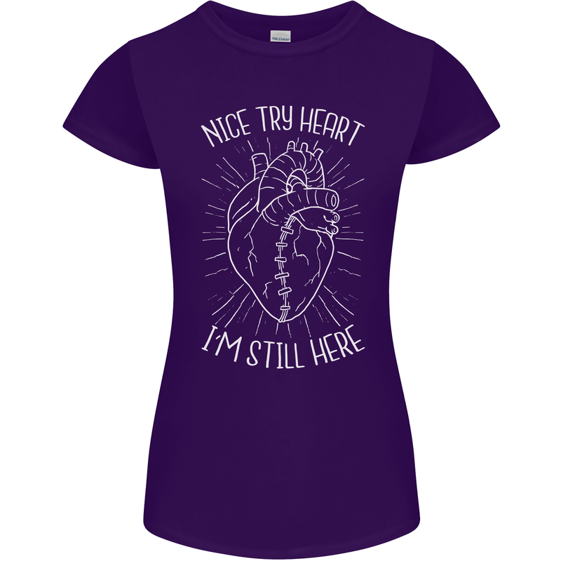 Heart Attack Recovery Survivor Womens Petite Cut T-Shirt Purple