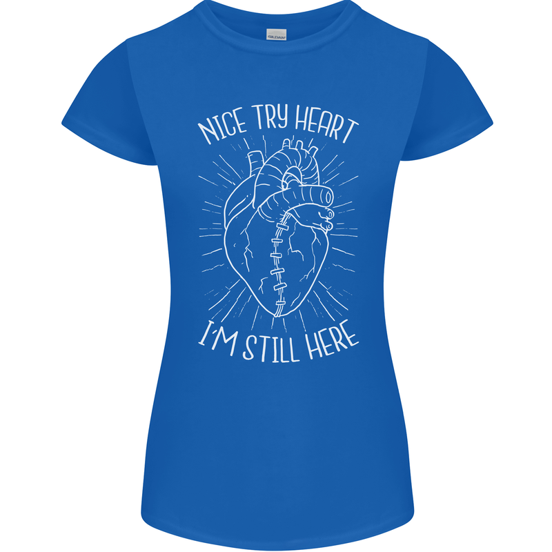 Heart Attack Recovery Survivor Womens Petite Cut T-Shirt Royal Blue