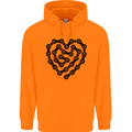 Heart Bike Chain Cycling Biker Motorbike Childrens Kids Hoodie Orange