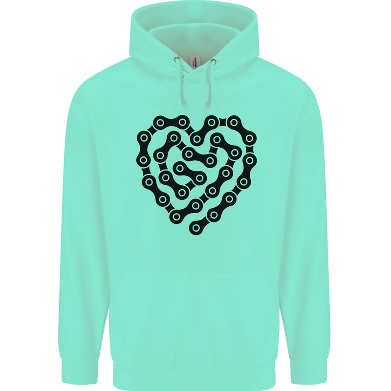 Heart Bike Chain Cycling Biker Motorbike Childrens Kids Hoodie Peppermint