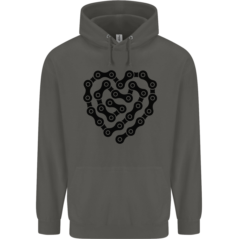 Heart Bike Chain Cycling Biker Motorbike Childrens Kids Hoodie Storm Grey