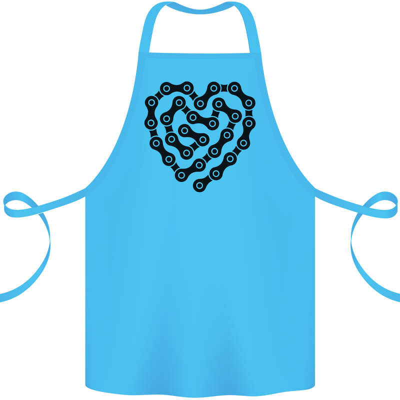 Heart Bike Chain Cycling Biker Motorbike Cotton Apron 100% Organic Turquoise