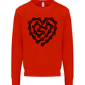 Heart Bike Chain Cycling Biker Motorbike Kids Sweatshirt Jumper Bright Red