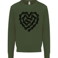Heart Bike Chain Cycling Biker Motorbike Kids Sweatshirt Jumper Forest Green