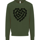 Heart Bike Chain Cycling Biker Motorbike Kids Sweatshirt Jumper Forest Green