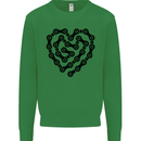 Heart Bike Chain Cycling Biker Motorbike Kids Sweatshirt Jumper Irish Green