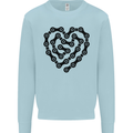 Heart Bike Chain Cycling Biker Motorbike Kids Sweatshirt Jumper Light Blue