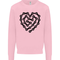 Heart Bike Chain Cycling Biker Motorbike Kids Sweatshirt Jumper Light Pink