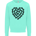 Heart Bike Chain Cycling Biker Motorbike Kids Sweatshirt Jumper Peppermint