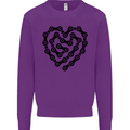 Heart Bike Chain Cycling Biker Motorbike Kids Sweatshirt Jumper Purple