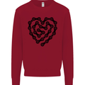 Heart Bike Chain Cycling Biker Motorbike Kids Sweatshirt Jumper Red