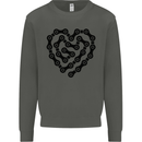 Heart Bike Chain Cycling Biker Motorbike Kids Sweatshirt Jumper Storm Grey