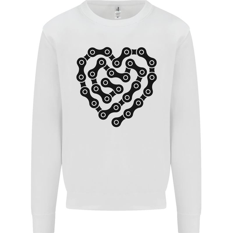 Heart Bike Chain Cycling Biker Motorbike Kids Sweatshirt Jumper White