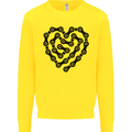 Heart Bike Chain Cycling Biker Motorbike Kids Sweatshirt Jumper Yellow