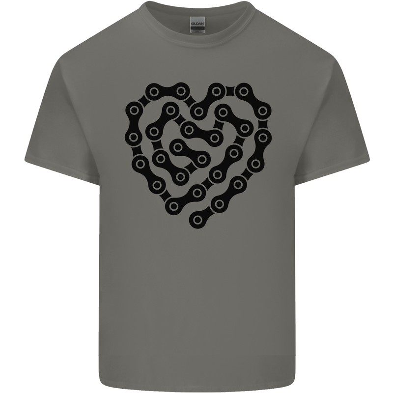 Heart Bike Chain Cycling Biker Motorbike Kids T-Shirt Childrens Charcoal