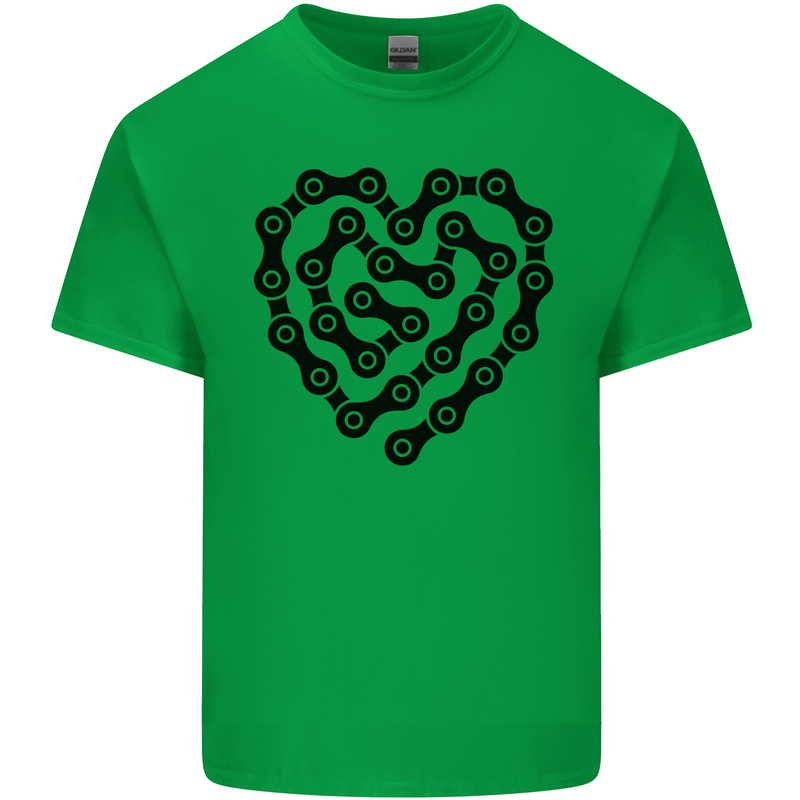 Heart Bike Chain Cycling Biker Motorbike Kids T-Shirt Childrens Irish Green