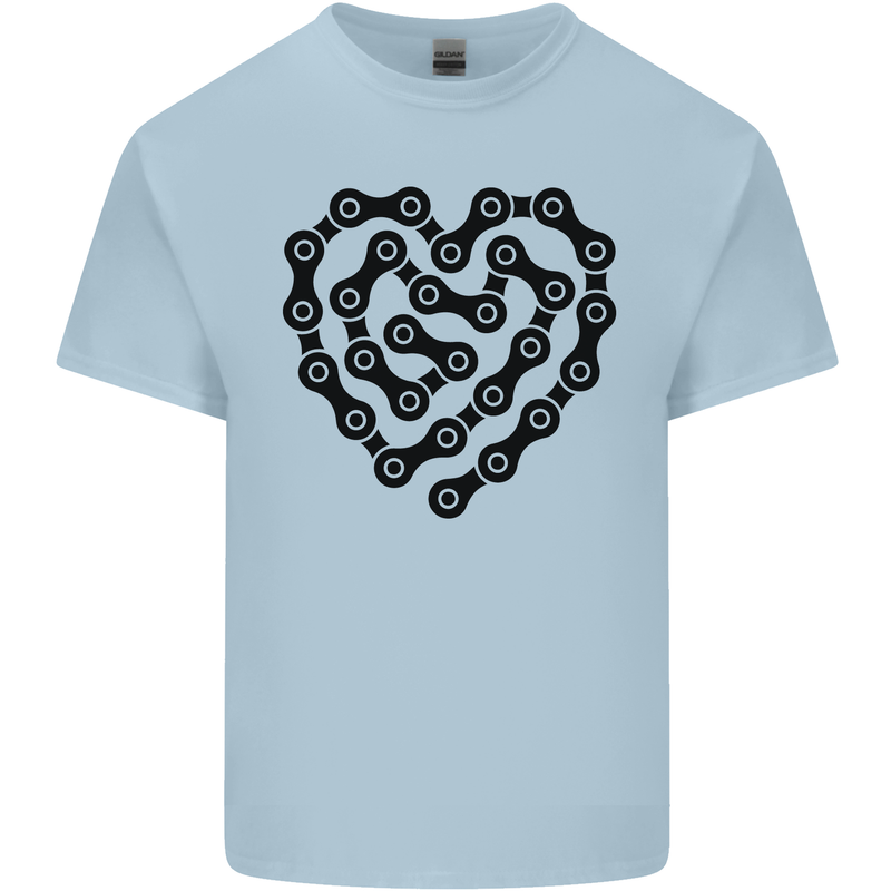 Heart Bike Chain Cycling Biker Motorbike Kids T-Shirt Childrens Light Blue