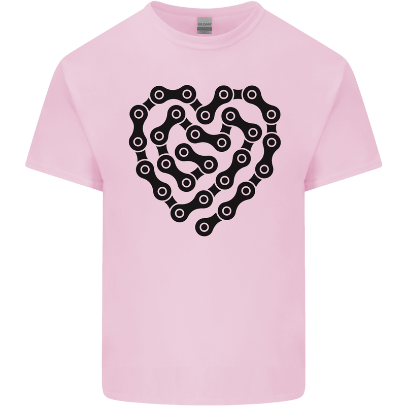 Heart Bike Chain Cycling Biker Motorbike Kids T-Shirt Childrens Light Pink